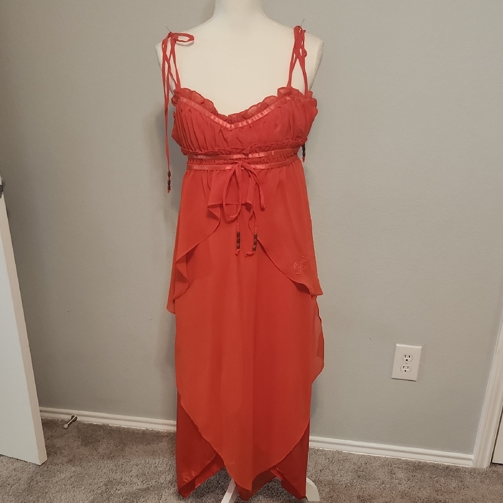 Orange Ruched Sundress